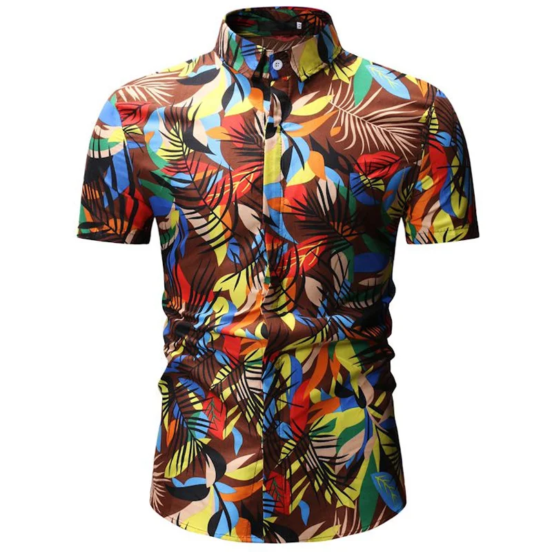 Мужская гавайская рубашка мужская повседневная Camisa Masculina пляжные рубашки с