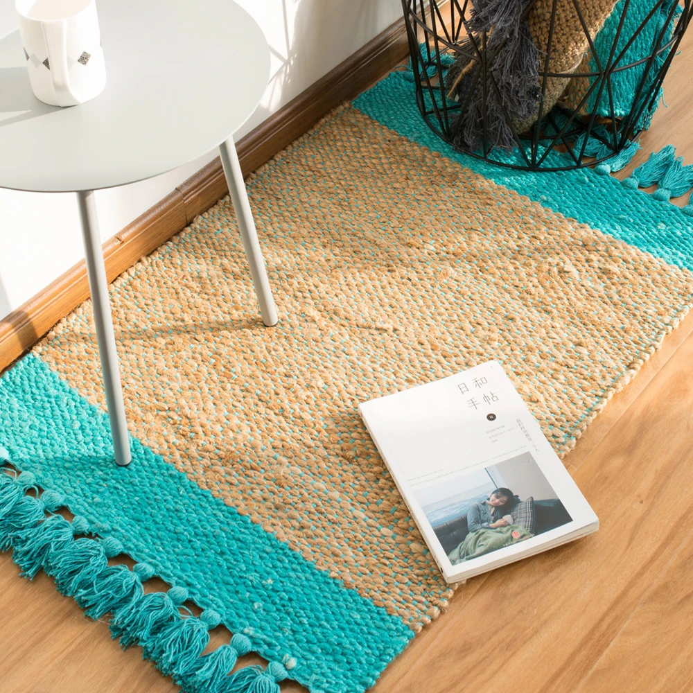 Ковер ручной работы из 100% льна ковер с геометрическим рисунком индийский плед