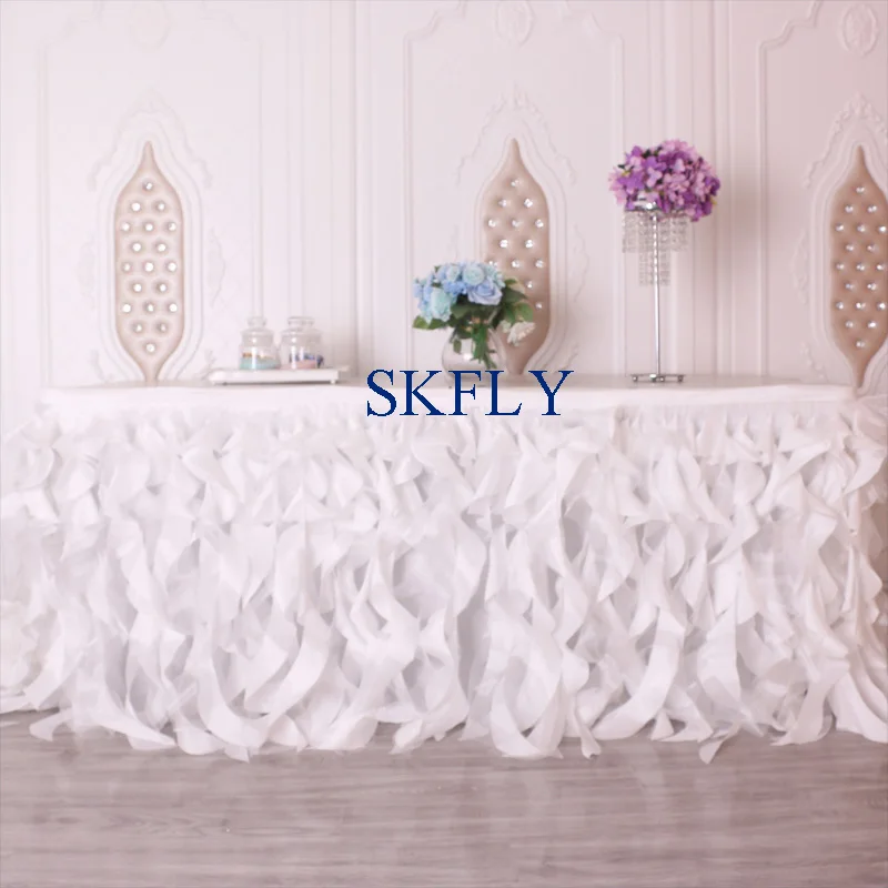 ivory SK011A популярные много цветов на заказ свадебные 17ft 21ft 8ft 13ft 14ft 10 ft цвета слоновой кости органзы курчавая ива настольная юбка - Цвет: ivory