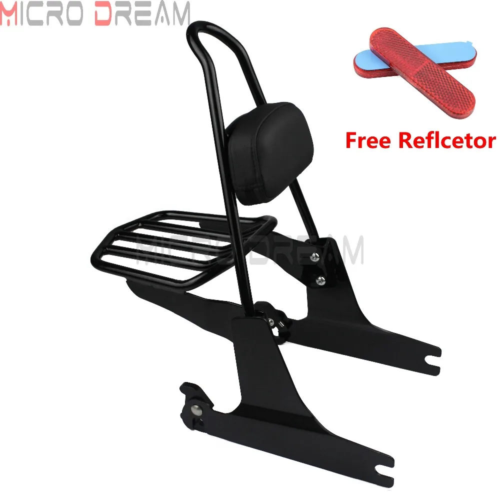 

Black Passenger Backrest Pad Motorcycle Detachable Luggage Rack Sissy Bar Kits For Harley Softail Standard FLSTS FXSB FLSTC FXST