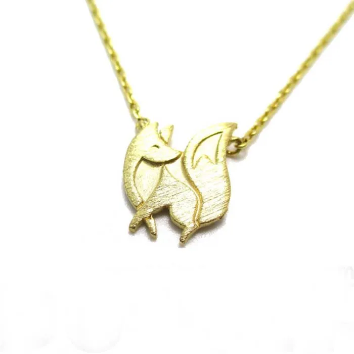 10 шт./лот модное ожерелье с кулоном в форме малыша лисы Золотое и серебряное для