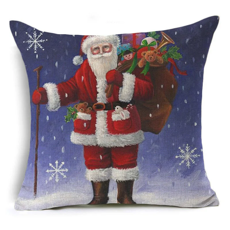 Monily Рождественская хлопковая льняная наволочка Санта Клаус Олень Снеговик чехлы