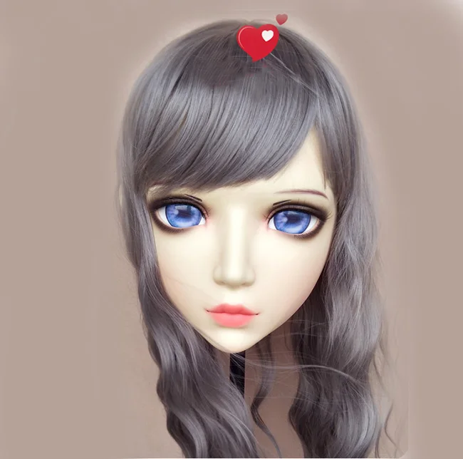 Standard makeup Yan-06) женский сладкий девушка смолы половина головы маска кигуруми с BJD глаза косплей японского аниме ролевая маска Лолиты кроссдресс кукла - Цвет: Standard makeup