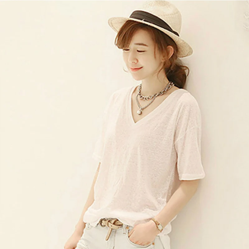 MYDC 2018 летняя футболка женская однотонная хлопковая с коротким рукавом