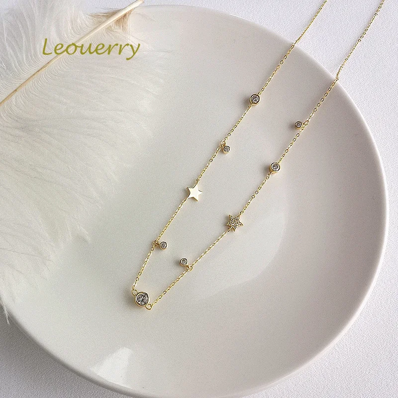 Leouerry, 925 пробы, серебряная звезда, ожерелье, ожерелье из циркона, ключицы, цепочка, ожерелье для женщин, хорошее ювелирное изделие, подарок