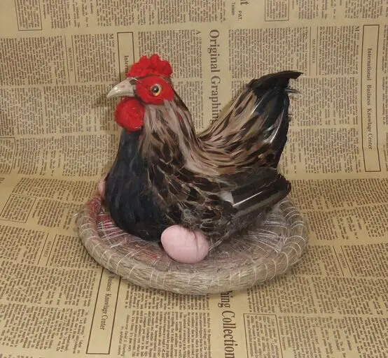 

middle Simulation chicken toy polyethylene&furs hen doll with an egg gift about 18x15x16cm y0031