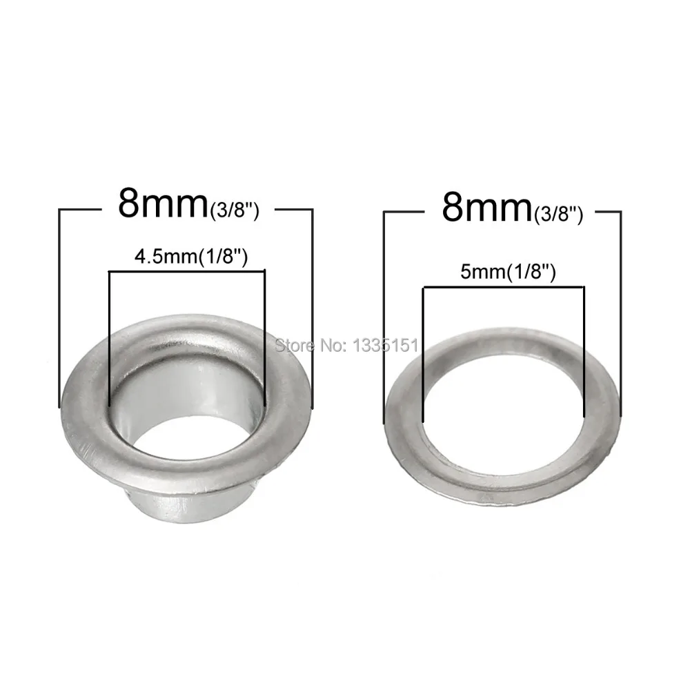 Бесплатная доставка 500 комплектов шнурок для обуви серебристого цвета люверсы 8