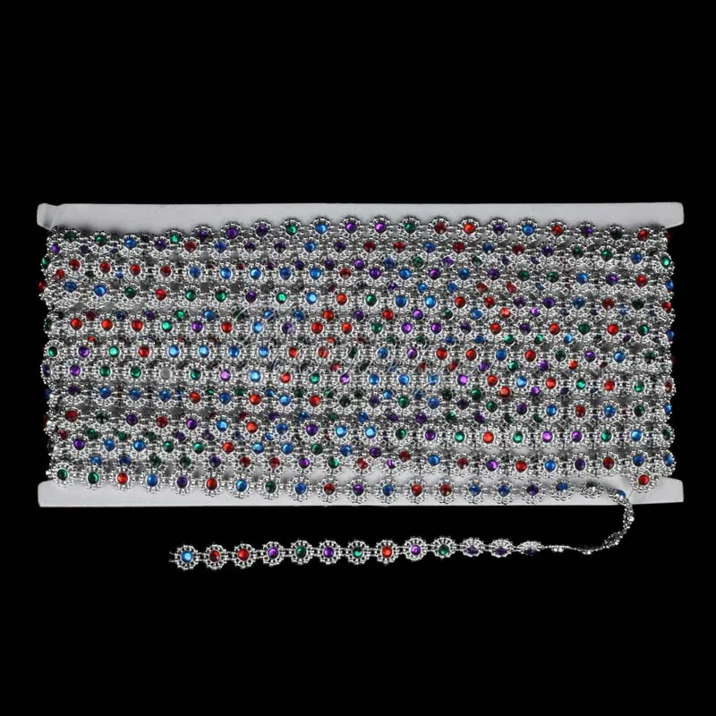 1 ярд Однорядная цветная Алмазная сетка ряд кристаллическая швейная лента из