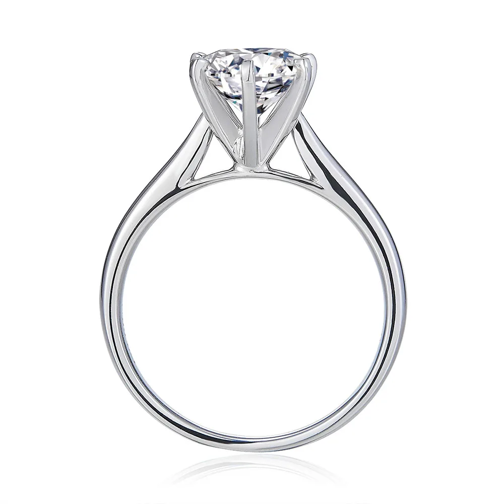 FlipGems классические Moissanite центр 2.5ct обручальное кольцо для женщин E color Moissanite Solid 14K белое золото кольцо