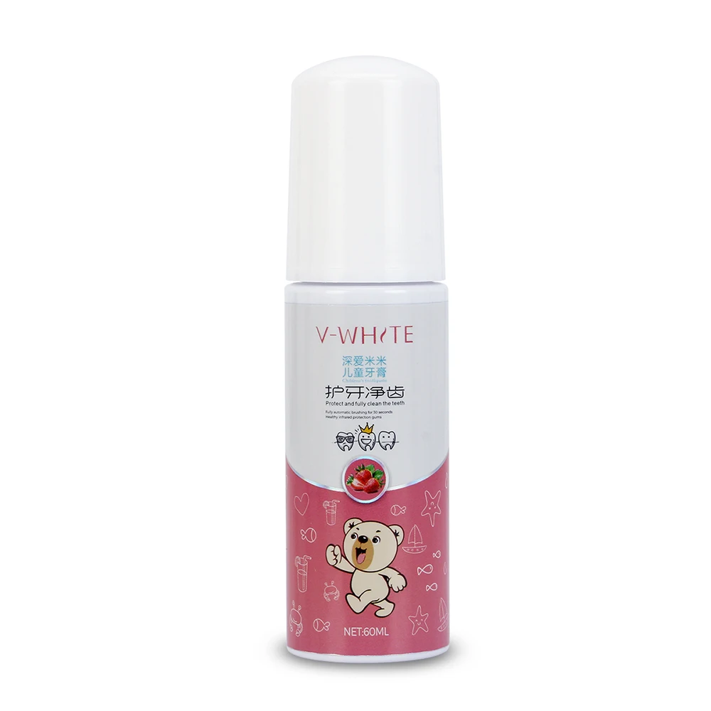 60 ml Детская зубная паста со вкусом клубники, пена 60 мл, натуральная, без эффекта, Защита зубов, жидкая паста для чистки полости рта, Прямая поставка - Цвет: 60 ml