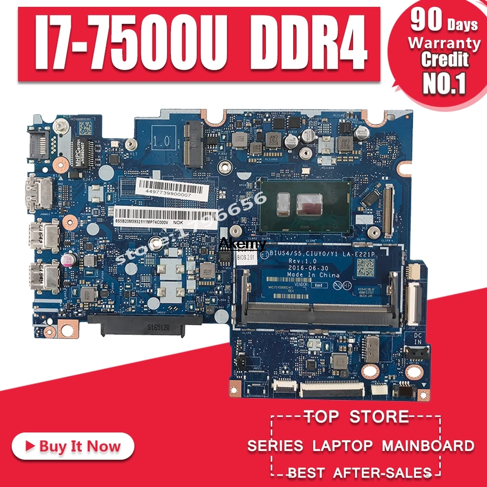 

For Lenovo Yoga 510-14IKB laptop motherboard I7-7500U CPU DDR4 5B20M39321 BIUS4/S5 CIUY0/Y1 LA-E221P fully Tested