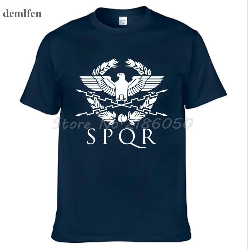 SPQR Римский гладиатор императорской Golden Eagle Футболка мужская повседневная