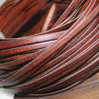 2m genuine leather cord for diy jewelry making retro brown cow leather rope bracelet findings flat 345810mm string supplier