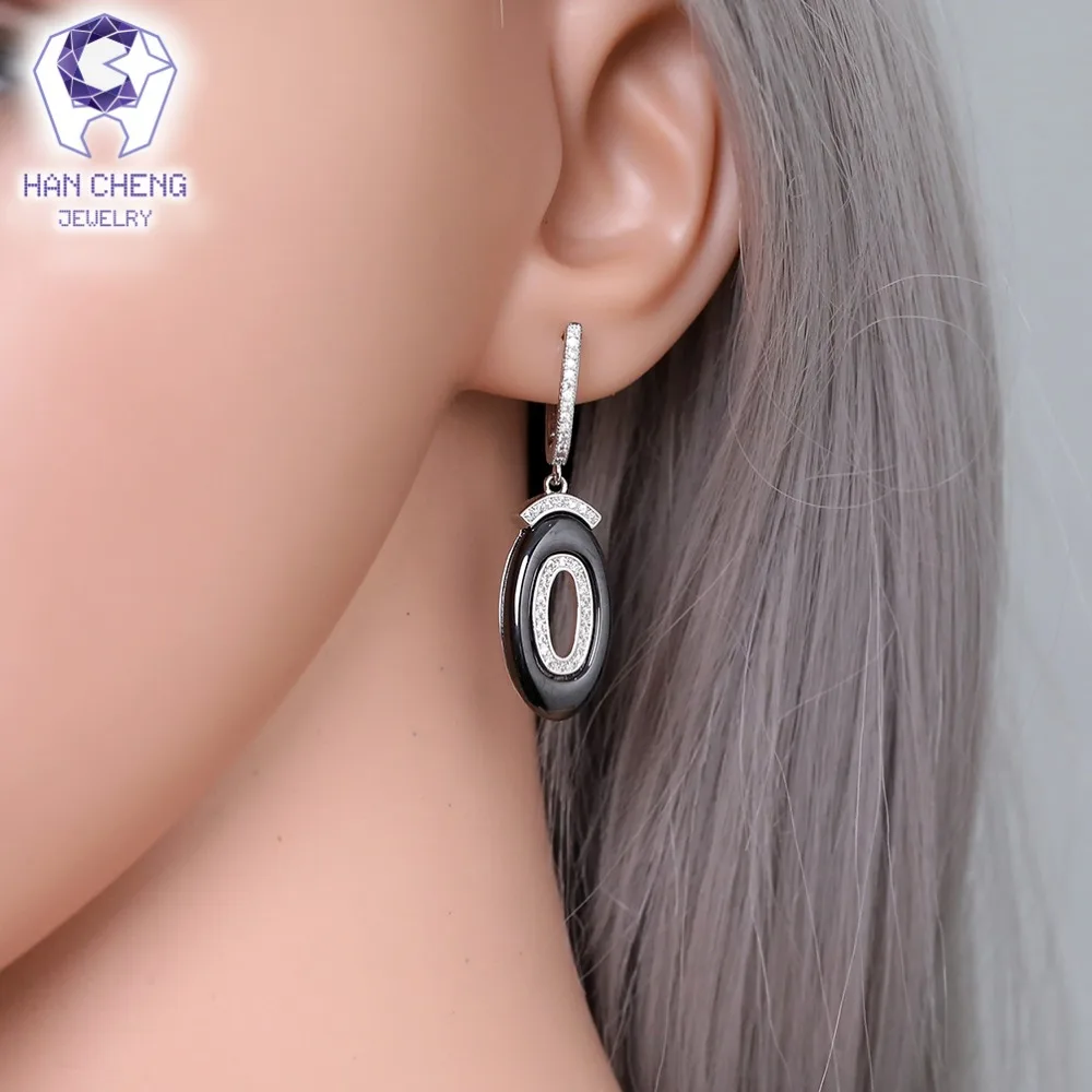 Новые модные висячие серьги HanCheng с цирконом и драгоценным камнем овальные