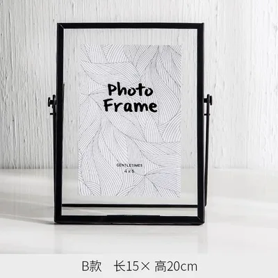 6inch black Золотая металлическая фоторамка Скандинавская фоторамка подставка креативный Маятник для ботанического образца держатель украшение дома орнамент - Цвет: 6inch black