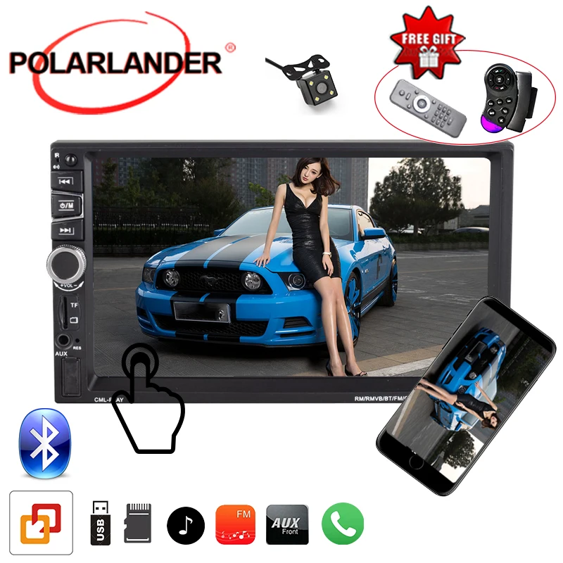 7'ƈDin автомобильное радио FM/TF/USB/AUX MP5 стерео Bluetooth Зеркало Ссылка для Android