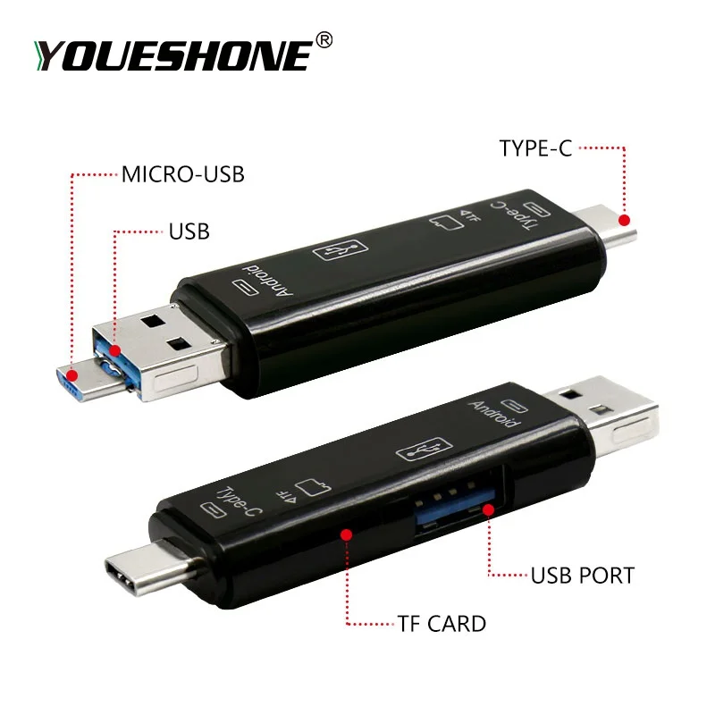 3 в 1 тип-c кард-ридер Micro usb type-C универсальный флеш-накопитель usb 3,0 разъем адаптера высокоскоростной TF считыватель карт памяти
