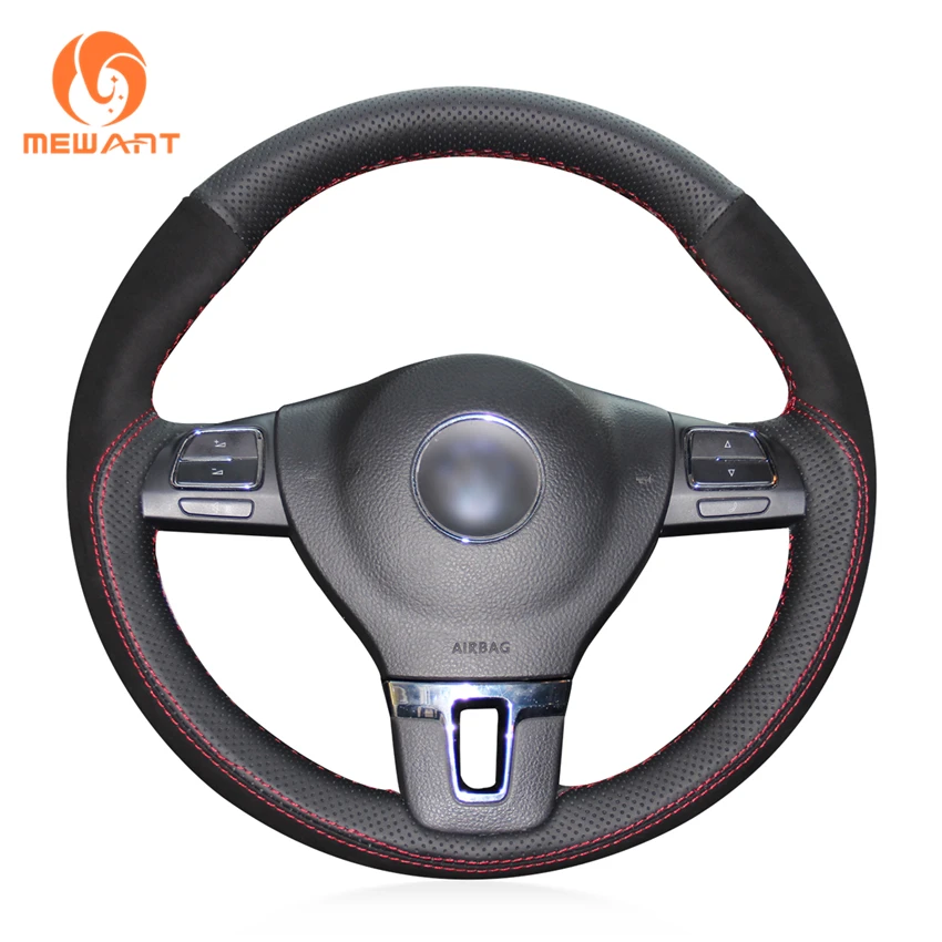 MEWANT черный кожаный черный замшевый чехол на руль для Volkswagen VW Gol Tiguan Passat B7 Passat CC Touran Jetta Mk6