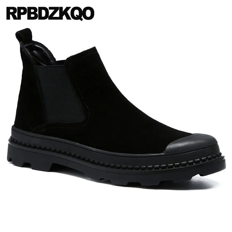 Замшевые ботинки на толстой подошве высококачественные челси платформе с