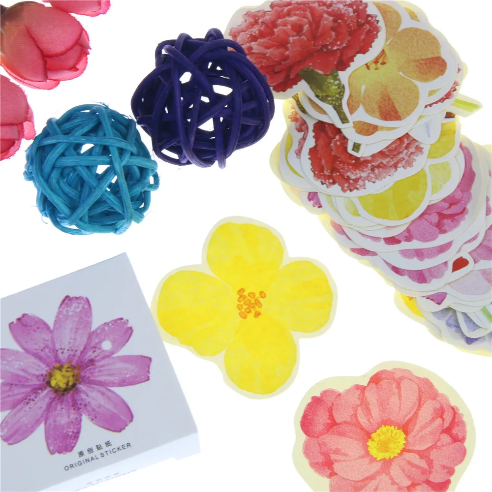 45 ⑤ кор. яркие цветные наклейки для девочек с цветами стружка винтажная