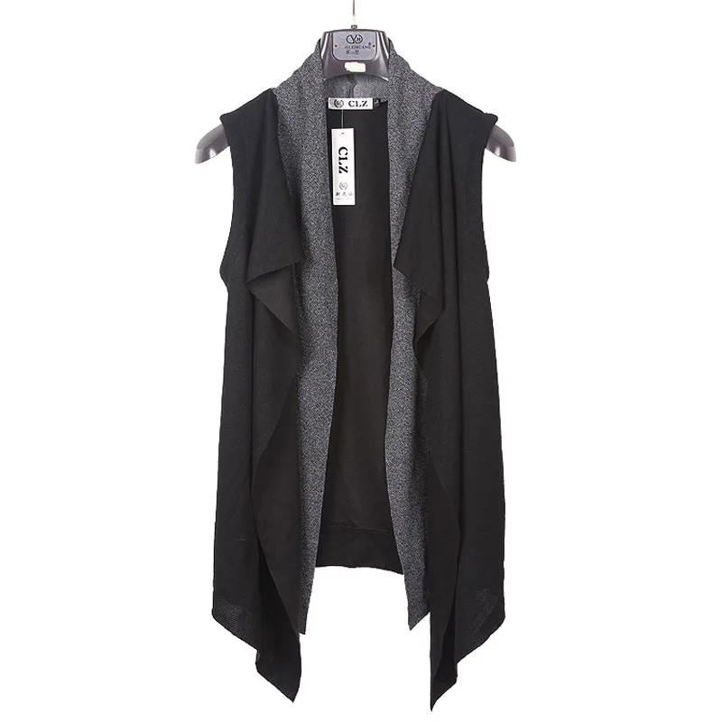 

Spring Autumn Men's Slim Hit Color Clothing Unbalance Sleeveless Vest Jacket Casual Tops LONG Draping CARDIGAN Waistcoat M -3XL