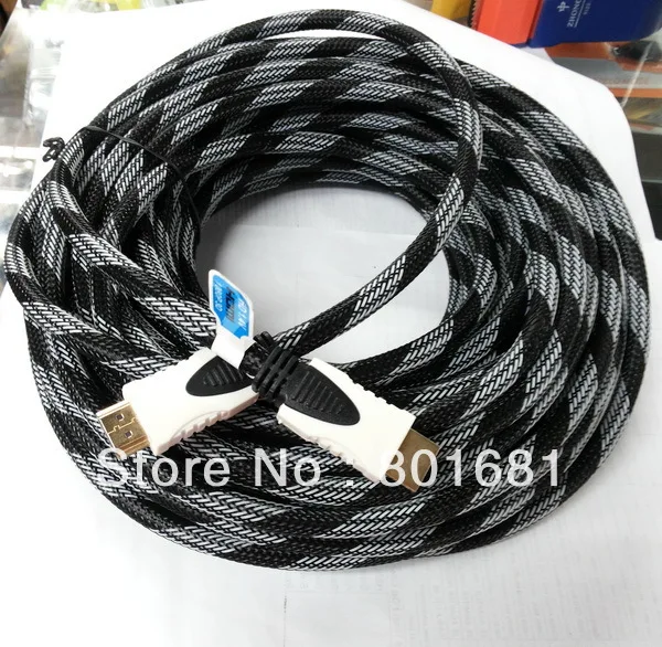 KUYiA Бесплатная доставка Высокое качество 1 4 V 24AWG 15M 50FT HDMI кабель с нейлоном для Full HD