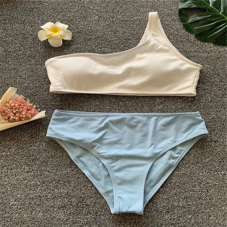 Сексуальные однотонные с открытыми плечами Асимметричные высоким вырезом