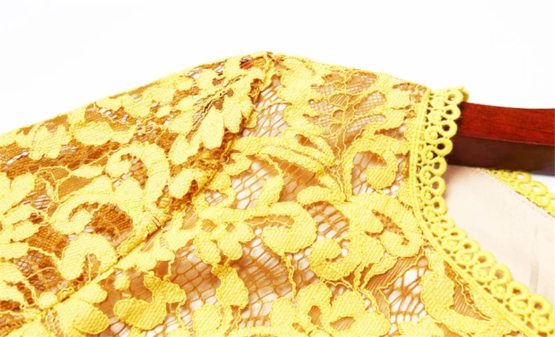 2017 High Quality Spring Womens Dresses 3/4 Sleeve Yellow Lace Dress Elegant Office Business Party Bodycon Women's | Женская одежда