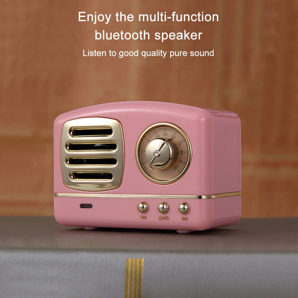 Милая портативная мини-колонка Беспроводная Bluetooth-Колонка в стиле ретро FM-радио