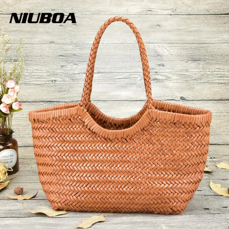 Тканые сумки женская кожаная сумка через плечо тканая Повседневная для покупок