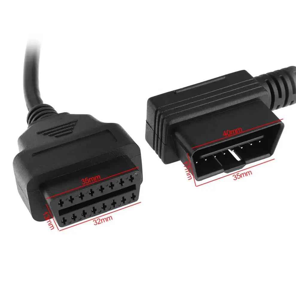 3 в 1 OBD II 90 градусов L Тип 16 Pin папа 2 контактный разъем 37 см автомобильный