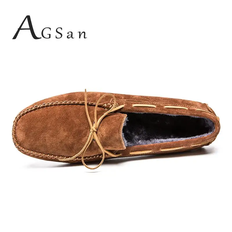 AGSan Breathable Suede Leather Men Loafers Big Size Slip On Casual Shoes Moccasin Italian Driving Boat | Обувь