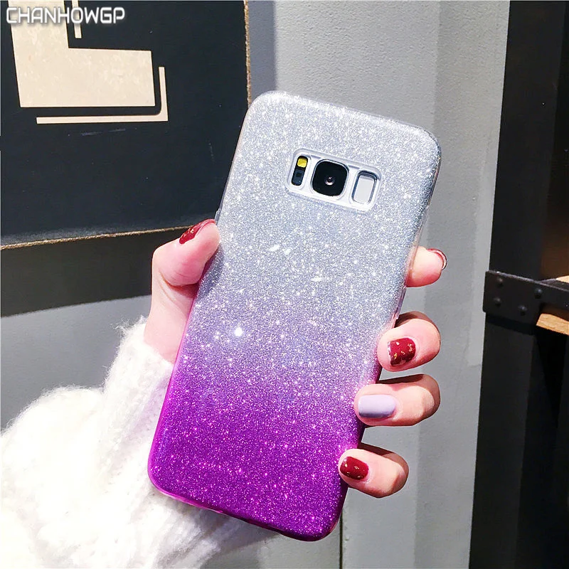 Bling Радужный градиентный чехол для Samsung Галактики S5 S6 S7 край S8 S9 Plus Note 8 A3 A5 J3 J5 J7 Neo J2 рro рrime A8 крышка