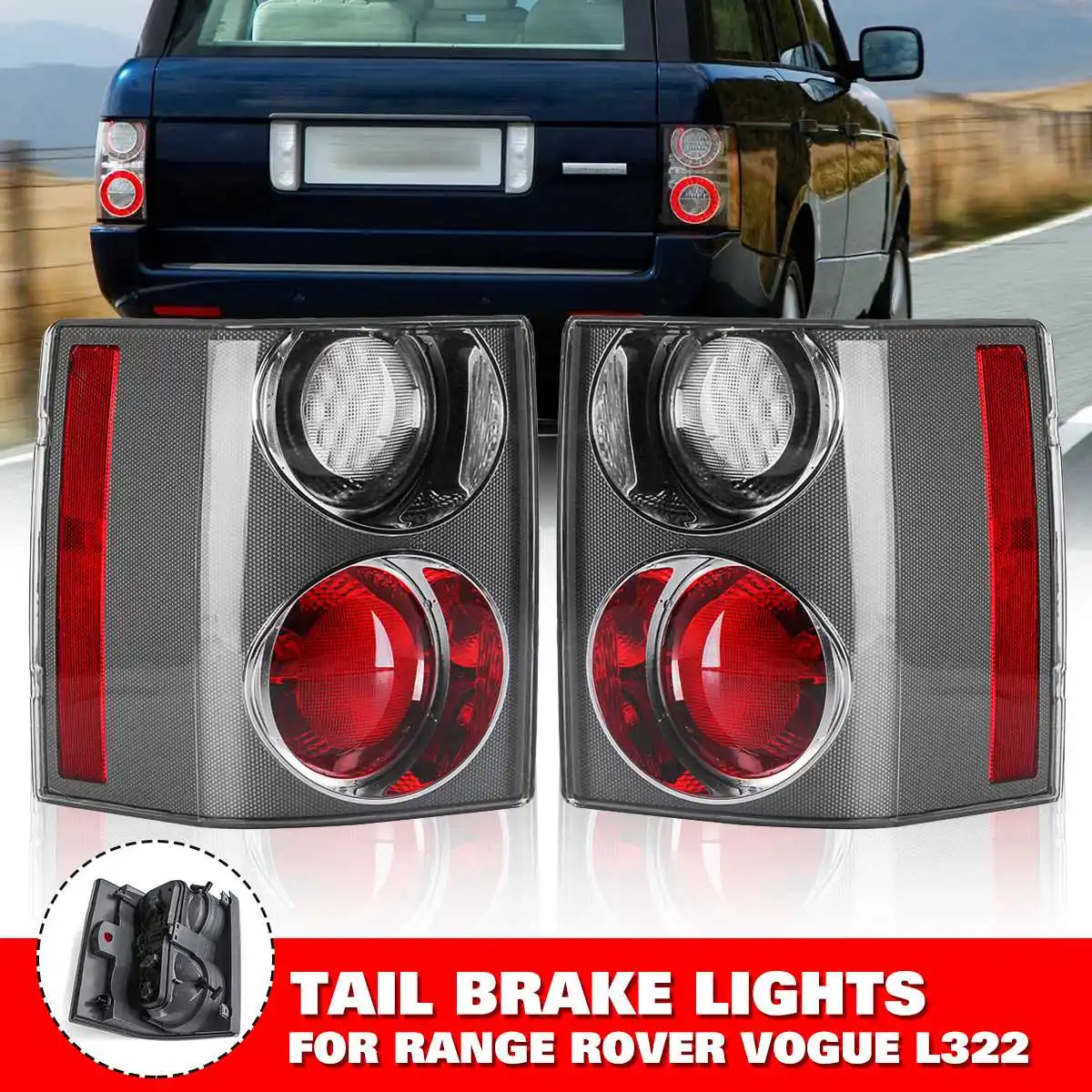 Автомобильный задний светильник для Land Rover Range Rover Vogue L322 2002-2009 задний тормозной фонарь черный левый правый задний без Аксессуары для ламп