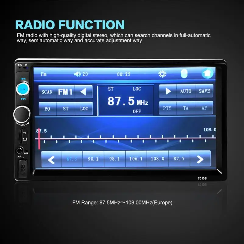Автомобильный стерео радио 7 ''HD Bluetooth Сенсорный экран 2 DIN FM/MP5/MP3/USB/AUX поддержка подключения задней камеры Jul1