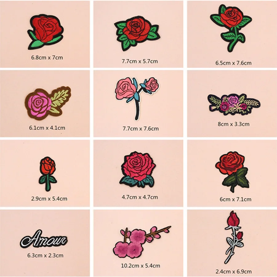 Красивые нашивки в виде цветков розы Кепка обувь Железная на вышитой аппликацией