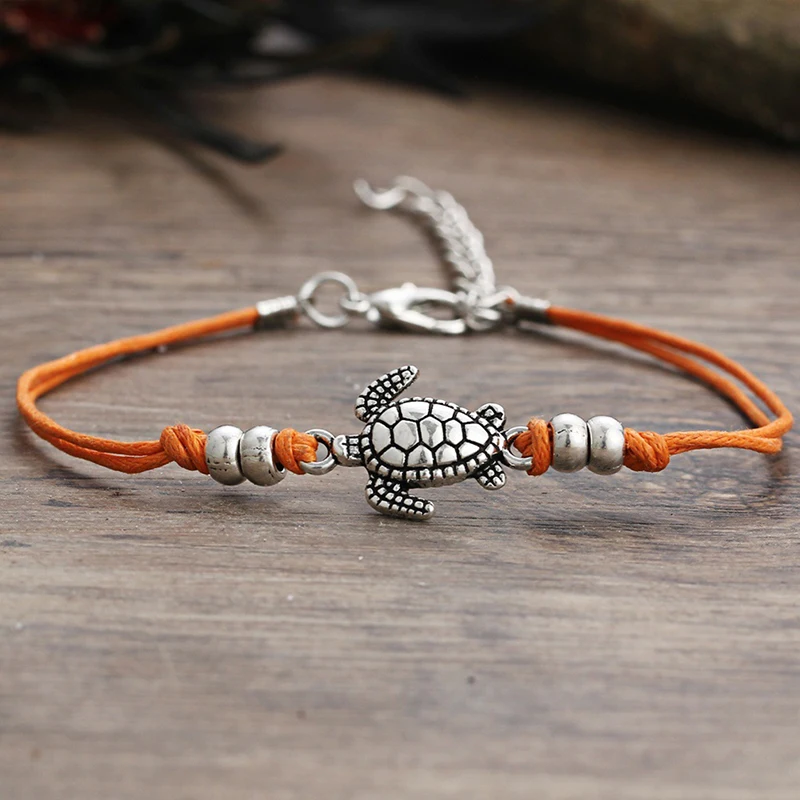 New Bracelet Vintage Wax Rope Turtle Anklet Tricolor Set Jewelry Summer Beach | Украшения и аксессуары