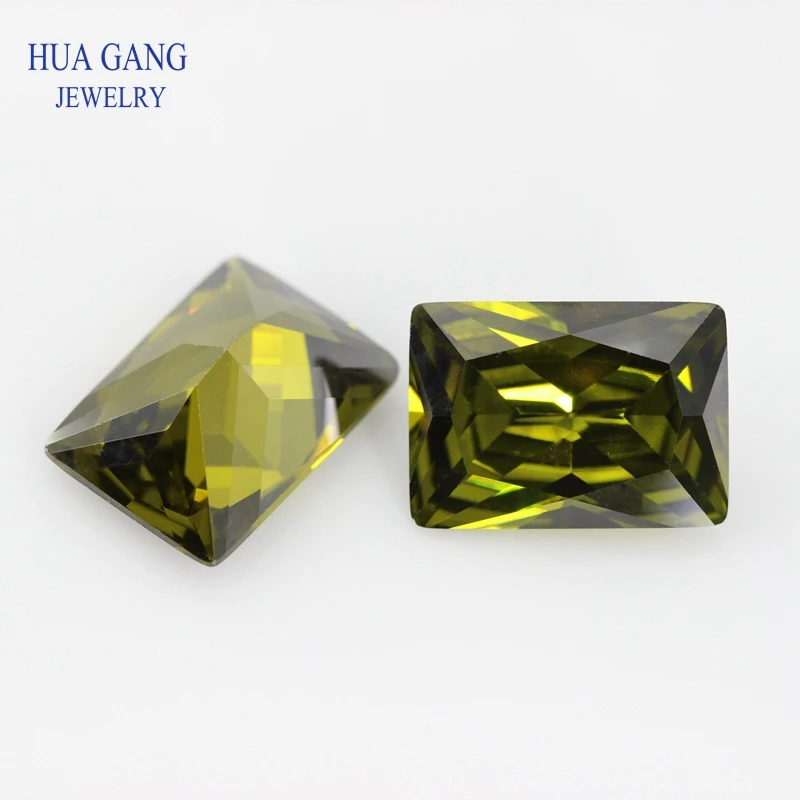 Прямоугольные камни Peridot 5A искусственные с кубическим цирконием для ювелирных