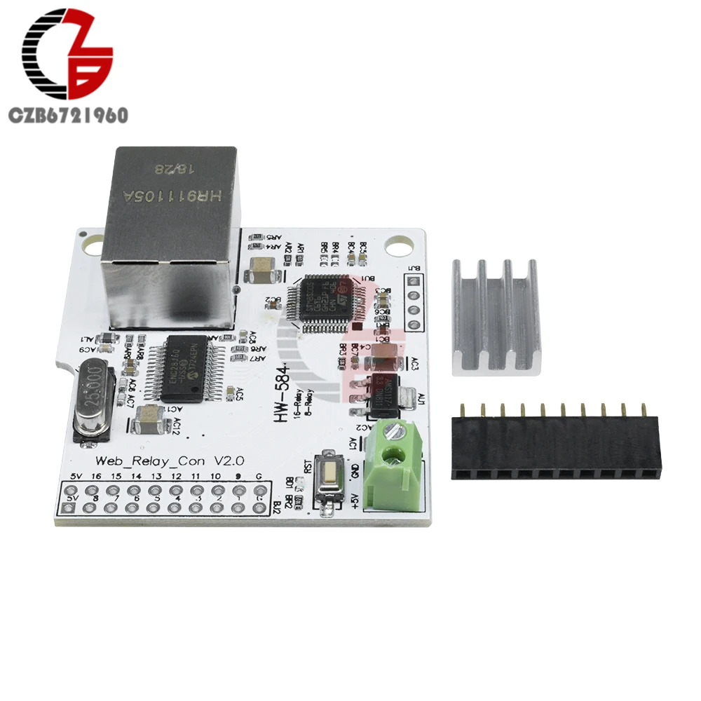 Сетевой модуль DC 5V 2A 8CH ENC28J60 8 канальный сетевой концевой релейный блок управления