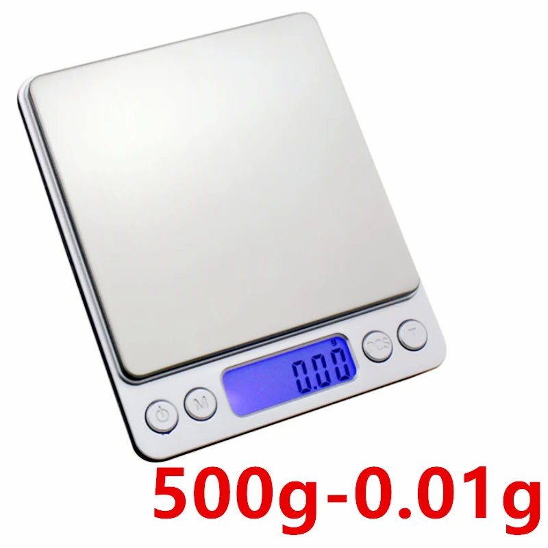 200 г/0,01 г Мини цифровые точные граммовые электронные кухонные весы для взвешивания пищи Карманные ювелирные изделия для рыбалки портативная сталь - Цвет: 500g-0.01g
