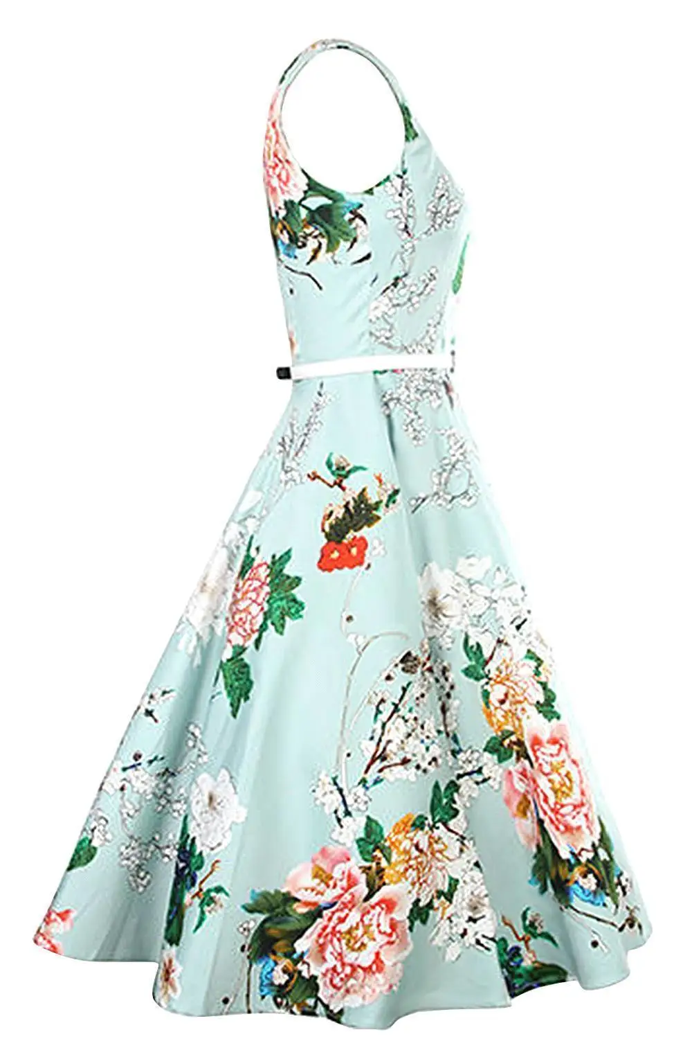 Женское Платье До Колена MisShow летнее винтажное платье мятного цвета с принтом