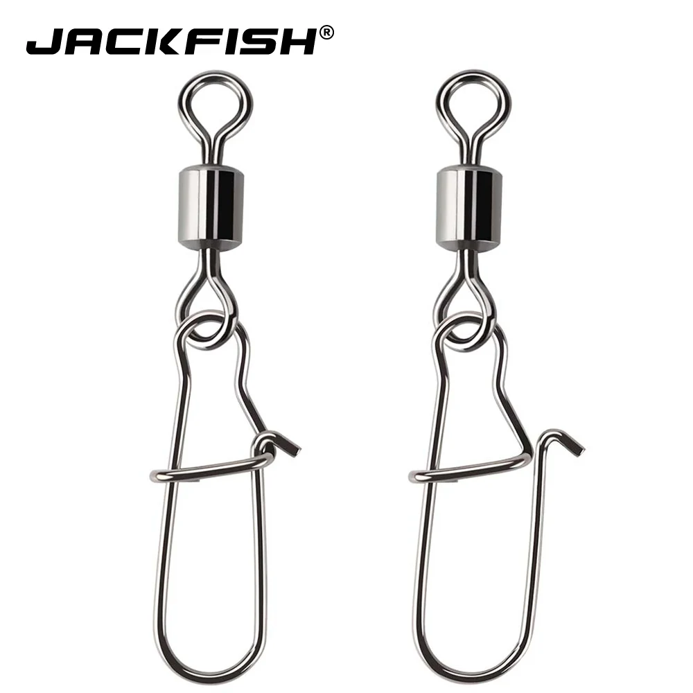 JACKFISH 100 шт./лот мощность 45LB рыболовный Соединитель с застежкой "булавка" подшипник роликовый поворотный из нержавеющей стали с защелкой снасть для приманки на рыболовецкий крючок