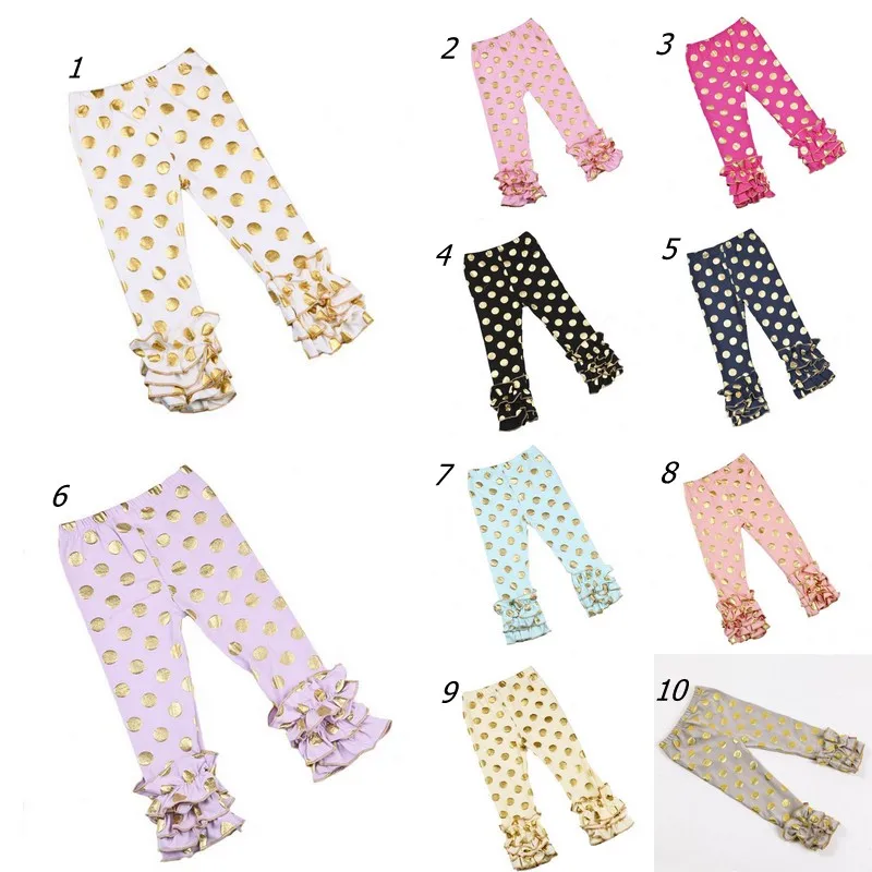 Оптовая цена леггинсы с тройной оборкой для маленьких девочек штаны оборками
