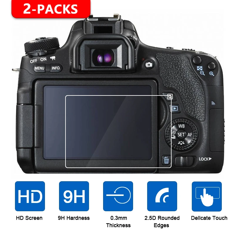 2 шт. Закаленное стекло протектор экрана для Canon Rebel T3i T4i T5i T6i T6s T7i T5 T6 T7 SL2 SL1 EOS Kiss X6i