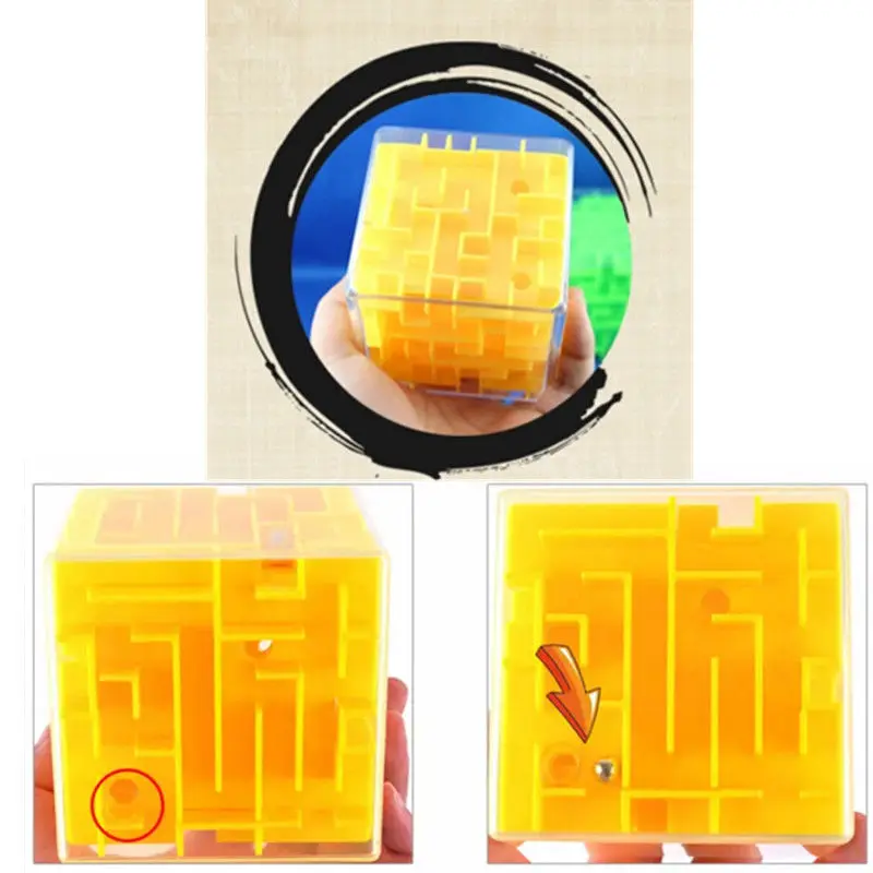 Игра-Головоломка Скорость куб Новинка; Лидер продаж Лабиринт Игрушки Magic Cube 3D мини-Роллинг шарового желтого цвета