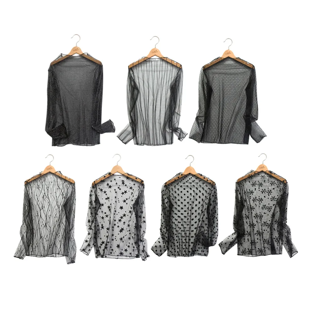 2017 летняя модная женская ажурная Сетчатая футболка удобные Кружевные Прозрачные