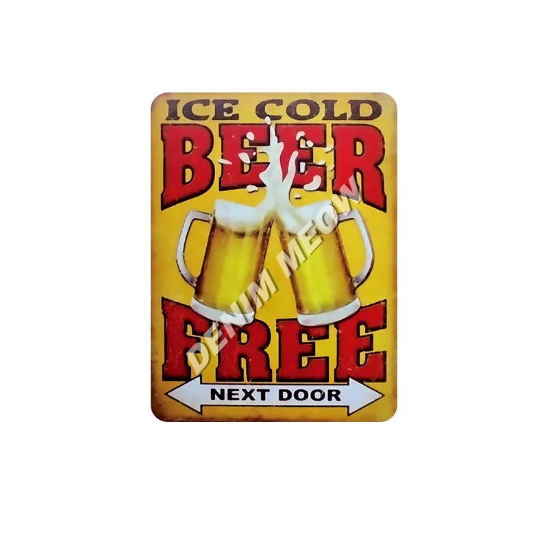 Ледяное Пиво винтажные металлические жестяные знаки Cheers Free Beer потертая шикарная табличка для бара паба украшение казино картина художественные плакаты WY52 - Цвет: 4