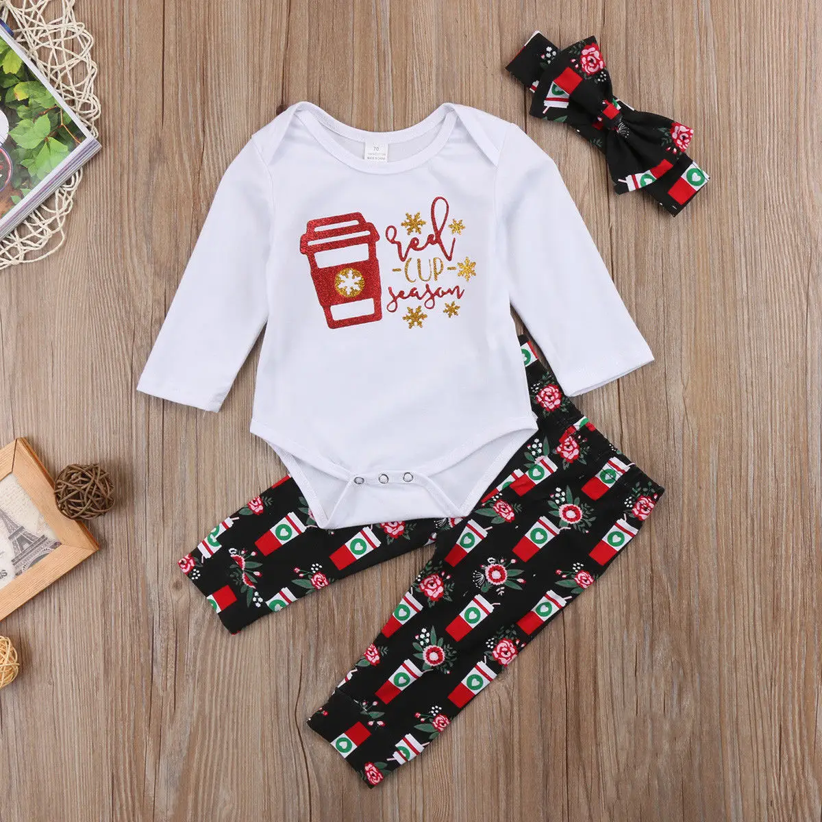 2018 Brand New Newborn Toddler Infant Baby Girls Boys Christmas 3Pcs Set Clothes Jumpsuit Romper Pants Headband Outfits Gift | Детская