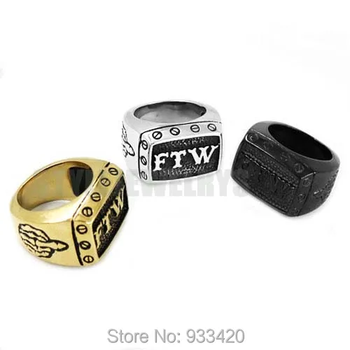 Мужское кольцо из нержавеющей стали серебристое черное золотистое | Украшения и