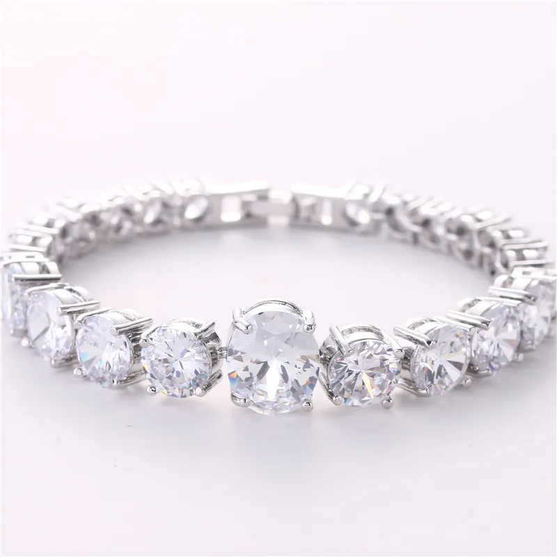 

NHGBFT Clear Round Cubic zirconia Bracelet Bangles For Women Sliver Color CZ Stone Bracelet Valentine's Day present